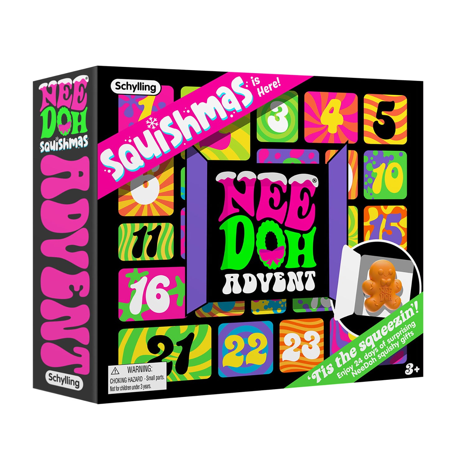 Schylling Needoh Squishmas Advent Calendar - 24 Mini Squeeze Toys - Christmas Countdown