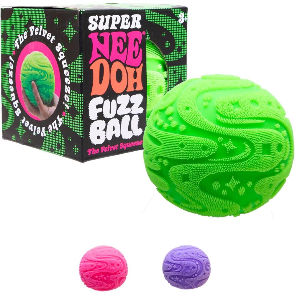 Schylling Super Needoh Fuzzball Stress Ball Fidget Toy - Huge 4.5" Diameter - Jumbo Squishy Squeezy Fun - Colors Assorted