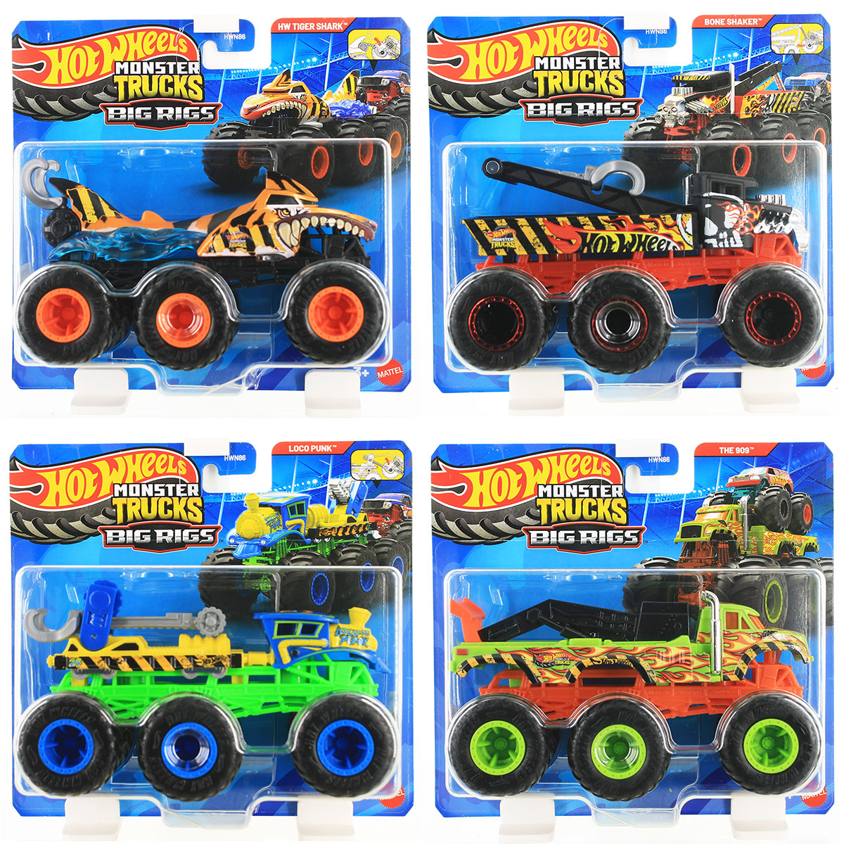 Hot Wheels Monster Trucks Big Rigs 1:64 Scale Vehicle 2024 Mix 4 Case of 4