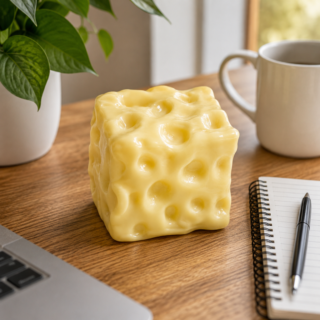 Squishy Cheese Cube Stress Ball — Shapeable Sensory Fidget Toy