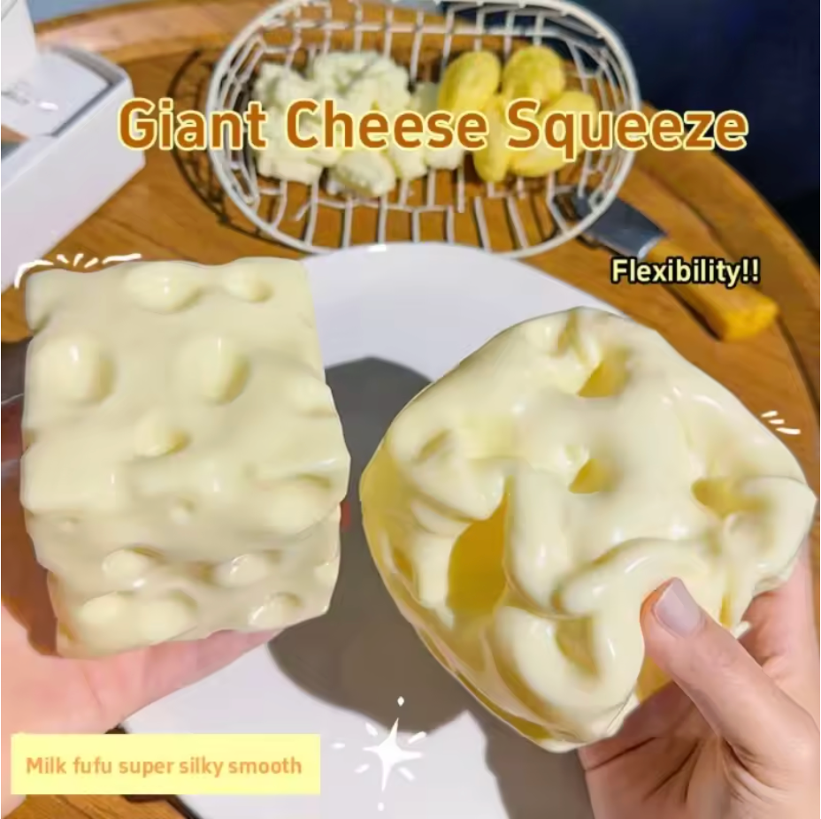 Squishy Cheese Cube Stress Ball — Shapeable Sensory Fidget Toy