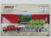 Case IH 1:64 Scale Dodge Pickup with Trailer & Bales